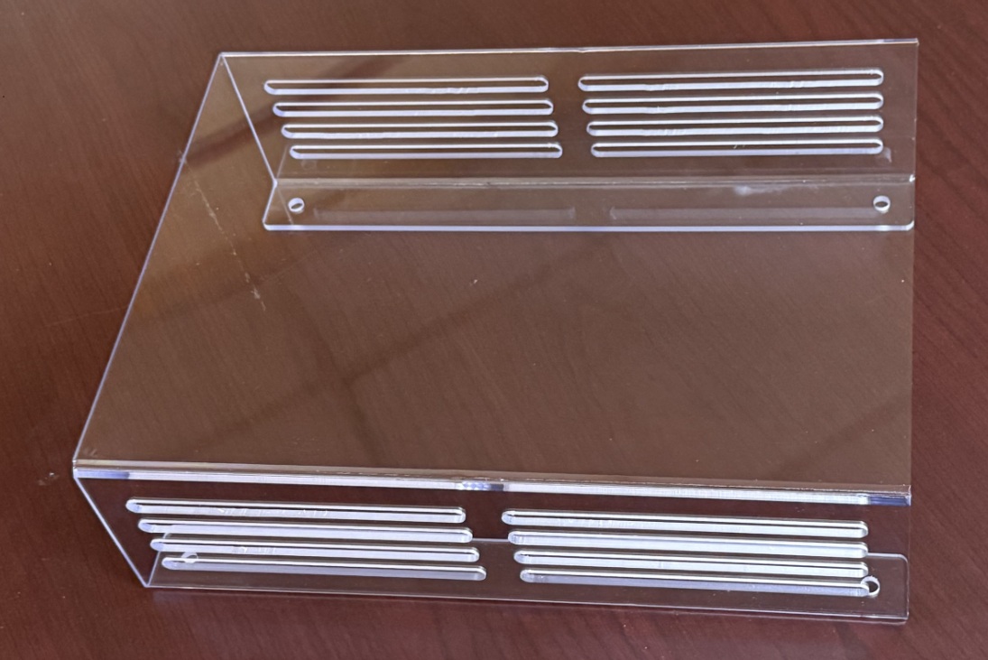 Custom bent polycarbonate enclosure component fabricated by PECOT